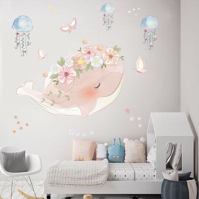 Yeni Sevimli Pembe Balina Çelengi Denizanası Duvar Sticker Çocuk Odaları Yatak Odası Oturma Odası Dekorasyonları Duvar Kağıdı Ev Dekoru Çıkartmaları Duvar Kağıdı