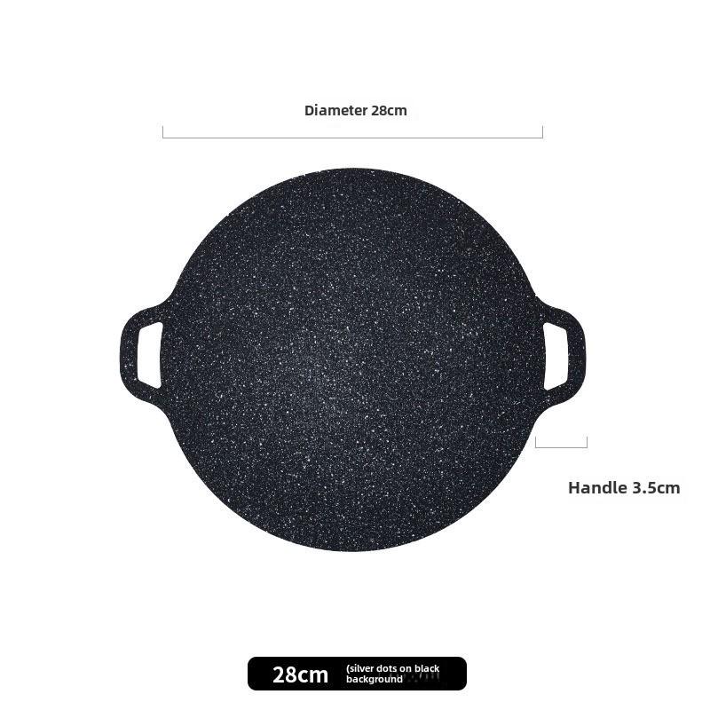 Portable Round Korean BBQ and Omelette Iron Griddle with Double Handles for Outdoor Camping