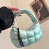 Solid Color Bubble Cloud Handbag Korean Style Rhombus Plaid Handbag Pleated Dumpling Bag  Girls