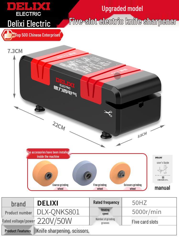 Delixi Electric Knife Sharpener: Multifunctional Automatic Kitchen Sharpening Tool