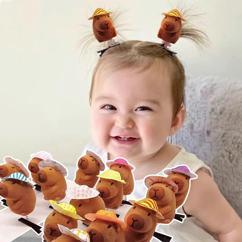 10-100PCS Kawaii Bow Tie Little 3D Capybara Hairpin Spring Clip Duckbill Clip Bangs Clips Side Clips Headwear Hair Accessories