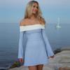 Women Elegant Off Shoulder Long Sleeve Bodycon Dress Stretchy Outfit