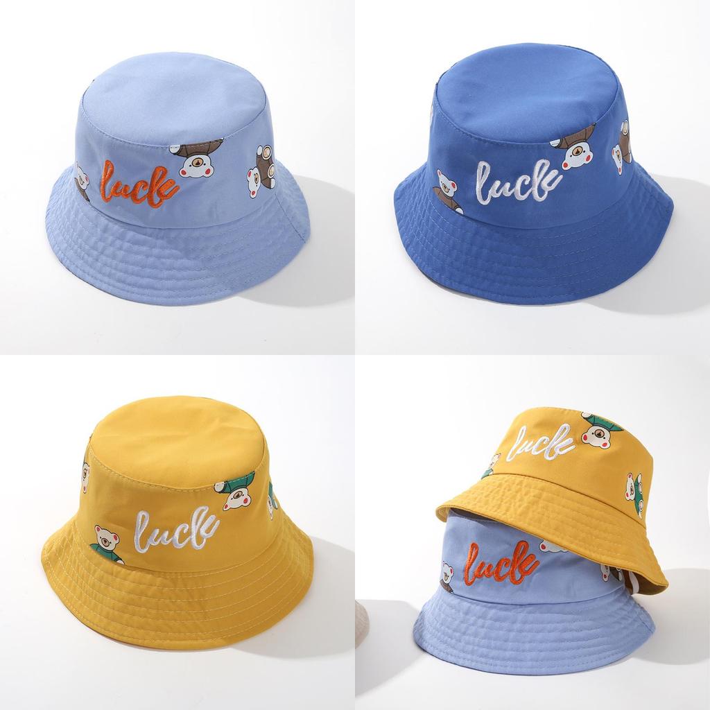Cotton Kids Sun Hat With Embroidered Letters For Boys Girls Summer Protection