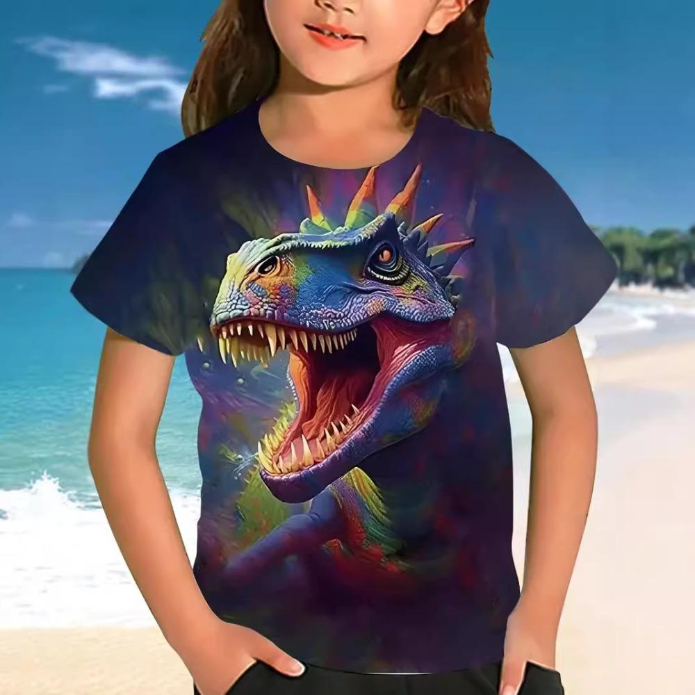 New summer girls short-sleeved T-shirt animal 3D digital printing trend casual loose tops