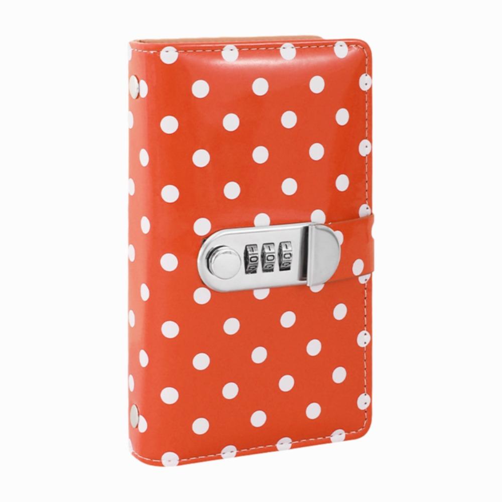 PU Leather Cash Savings Binder 100 Pockets Polka Dot Design Cash Envelope Savings Book with Combination Lock