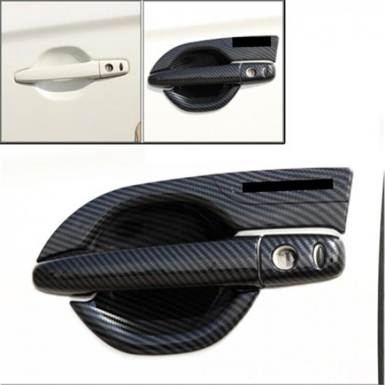 Carbon Fiber 4X Door Handle Bowl Cover Trim For Mitsubishi Outlander 2013-2021