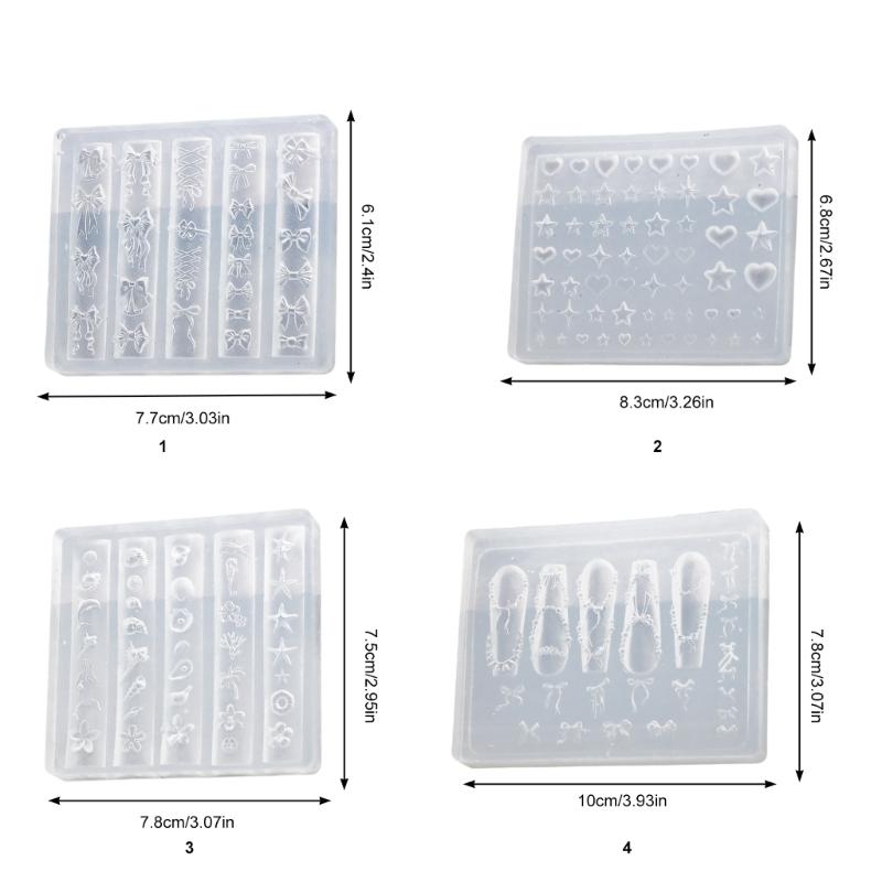 Reusable Soft Silicone 3D Nail Mold Kit With Embossing Designs Professional Manicure Tool