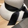 Bow Detail Wide Brim Hat Sun Protection Summer Sun Cap Elegant Beach Bucket Hat  Travel