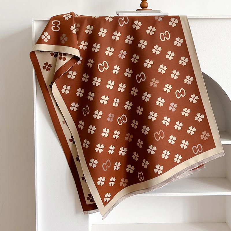 

Утолщенный двухсторонний шарф из имитации кашемира, модный и простой шарф-палантин большого размера двойного назначения с бахромой, теплый шарф для женщин 180*70 темно-коричневого