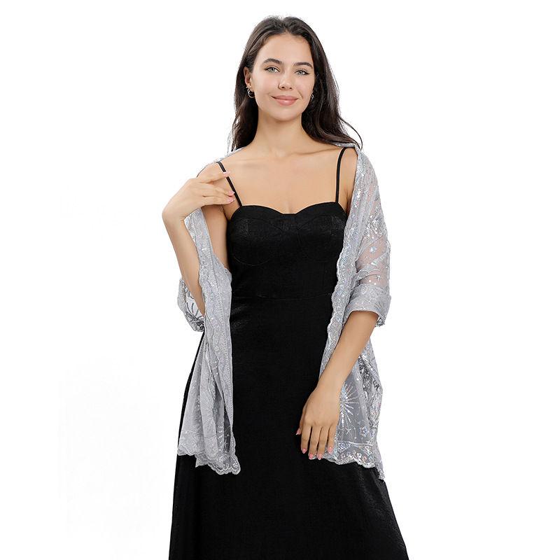 Bühnenparty Bestickter Schal Damen Pailletten-Schal Kleid Stern Mond Dinner-Schal