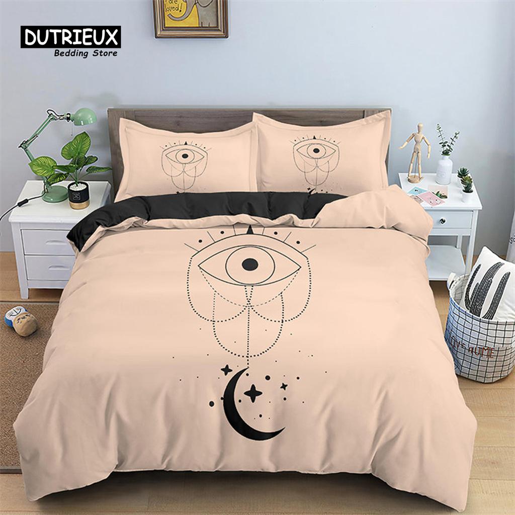 Sun And Moon Duvet Cover Mystical Hamsa Hand Bedding Set Microfiber Divination Eyes Comforter Cover King For Kids Adult Bedroom