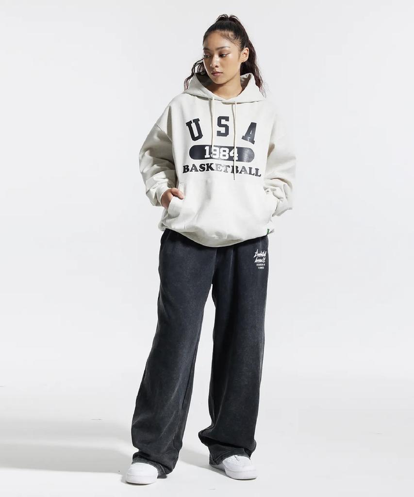 CREAM SODA LAB Quarter Teamplay Pigment Wide String Pants Black White