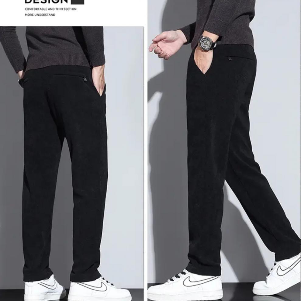 [Selected] 2024 Slim Straight Plus Velvet Casual Pants - Trendy Autumn & Winter Thickened Trousers