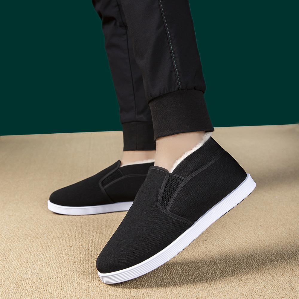 

High-top military single cotton shoes velvet warm lazy shoes large size medium black cloth cotton shoes 38