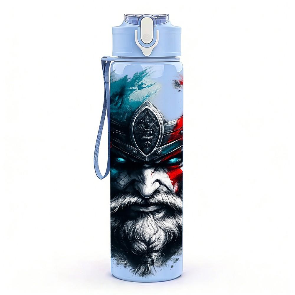 1PC Splash Art Black Wolf Pattern 750ml Color Plastic Sports Water Bottle Leakproof Flip Straw Lid Suitable for Sports Office Home Use