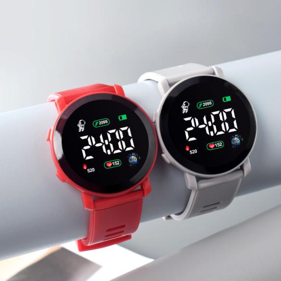 Yousheng Student Watch LED Display Waterproof High Accuracy Long Battery Life Low Consumption Precise Time Casual Silicone Watchband Electronic Watch