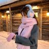 Winter Macaron Mohair Big Scarf Women's Warm Face Cover Windproof Plush Dual-purpose Shawl Solid Color Scarf