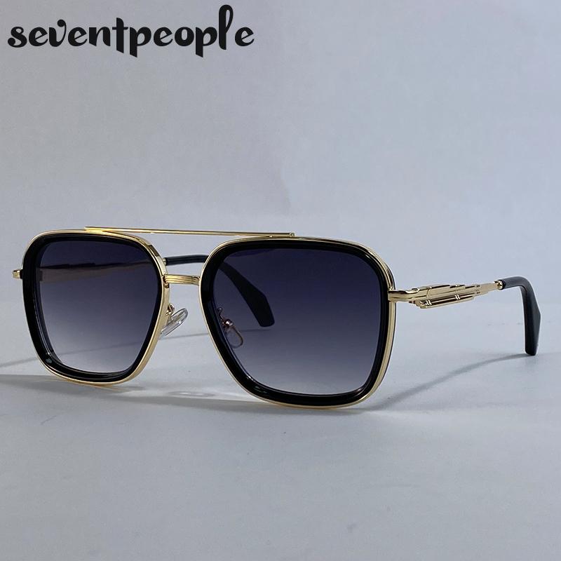 Oversized Square Steampunk Sunglasses Men Luxury Brand Vintage Metal Double Beam Sun Glasses Trendy Outdoor Shades For Male