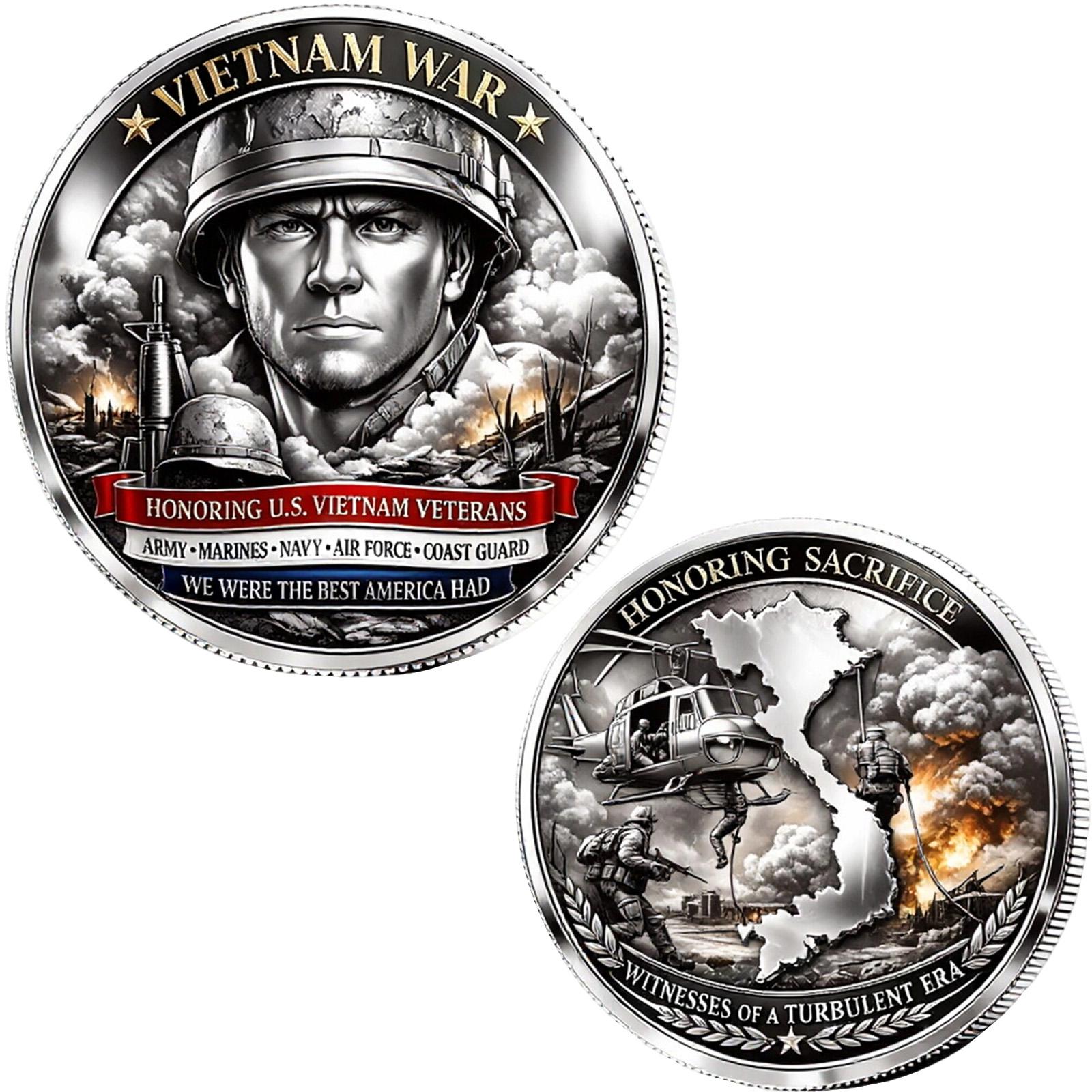 

Vietnam War Commemorative Coin Flat Printed Collectible Medal Military Theme Craftsmanship Honor Veterans Army Marines Navy Air Force Coast Guard One Size