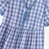 ZANZEA Women Summer Casual V-Neck Plaid Print Short Sleeve Blouse