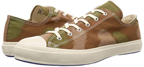 Moonstar Lifestyle FINE VULCANIZED/LOWBASKET K Sneakers (Low Basket K) Made in Japan with Vulcanized Kurume Kasuri Fabric, Camo, Size 23.0 cm, E