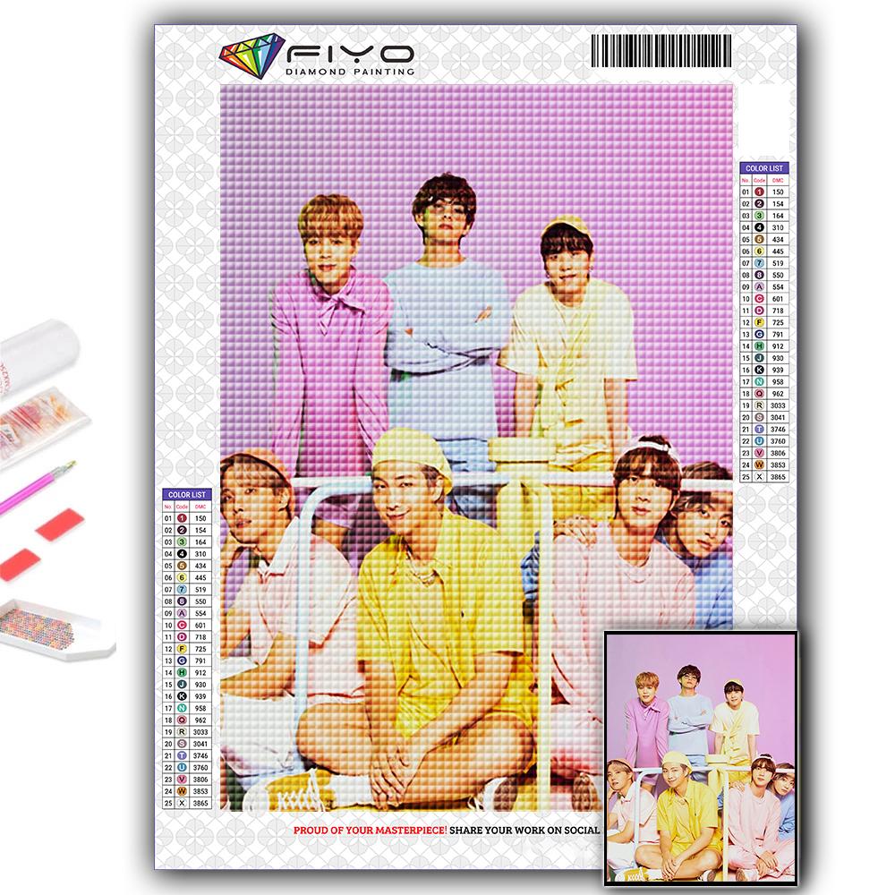 5D DIY Diamond Painting Cross Stitch Korean Boy Group Diamond Embroidery Mosaic Wall Art Home Decoration