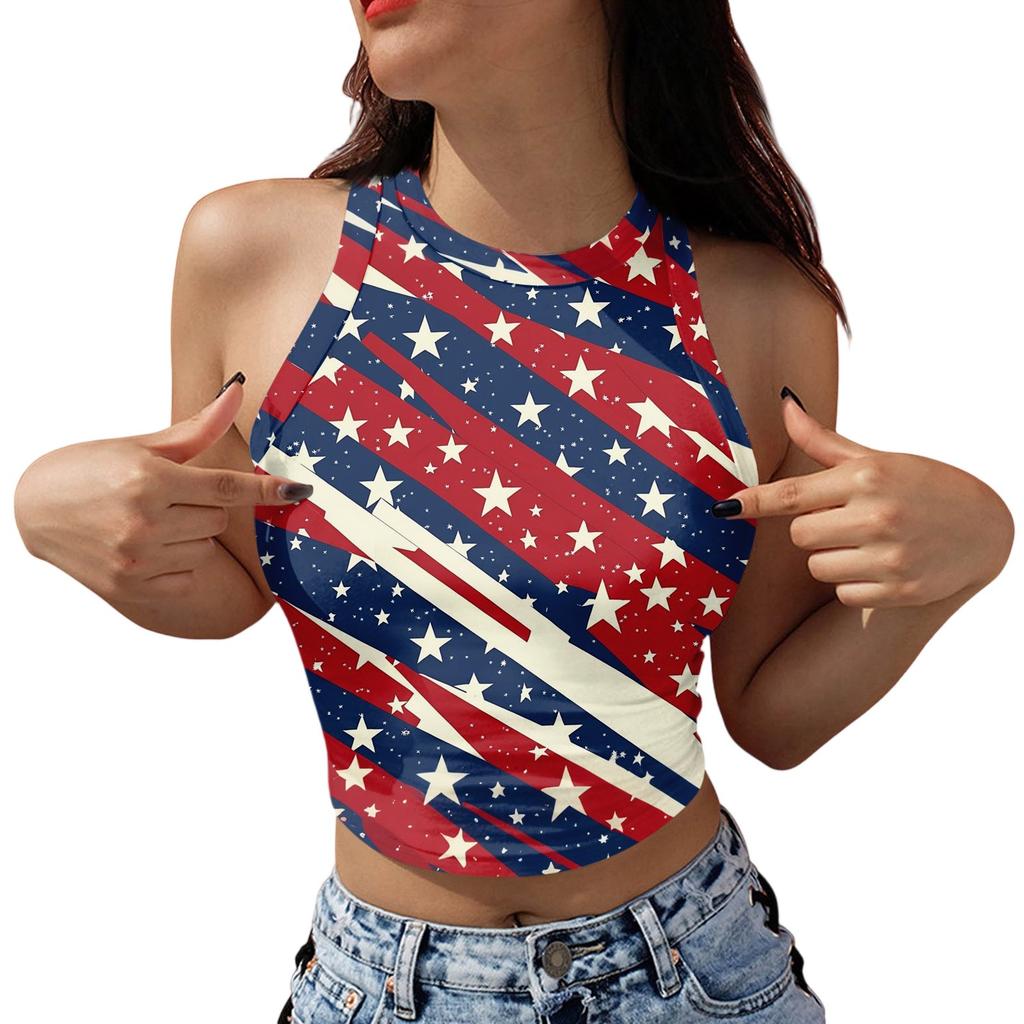 Damesmode Onafhankelijkheidsdag Print Mouwloze Tanktop