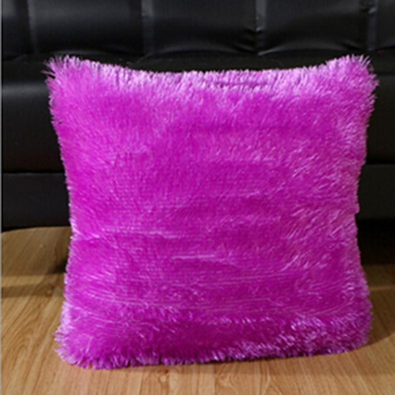Soft Faux Fur Pillows Case Plush Cushion Cover Pink Blue Purple Warm Living Room Bedroom Sofa Decorative Pillows Cover 40*40cm