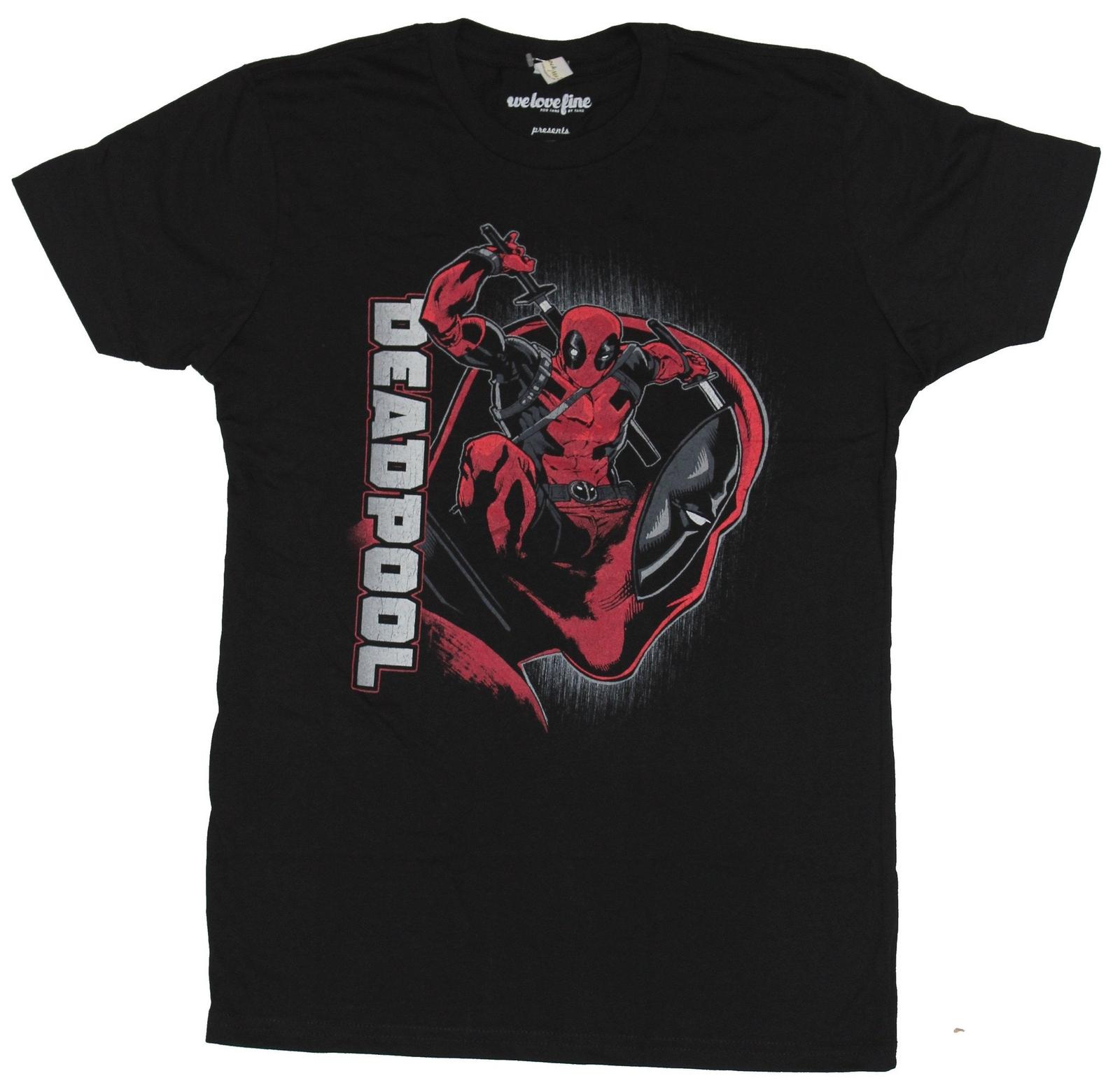 Deadpool Marvel Comics Mens T-shirt Jumping Charge Deadpool Inside of Head S