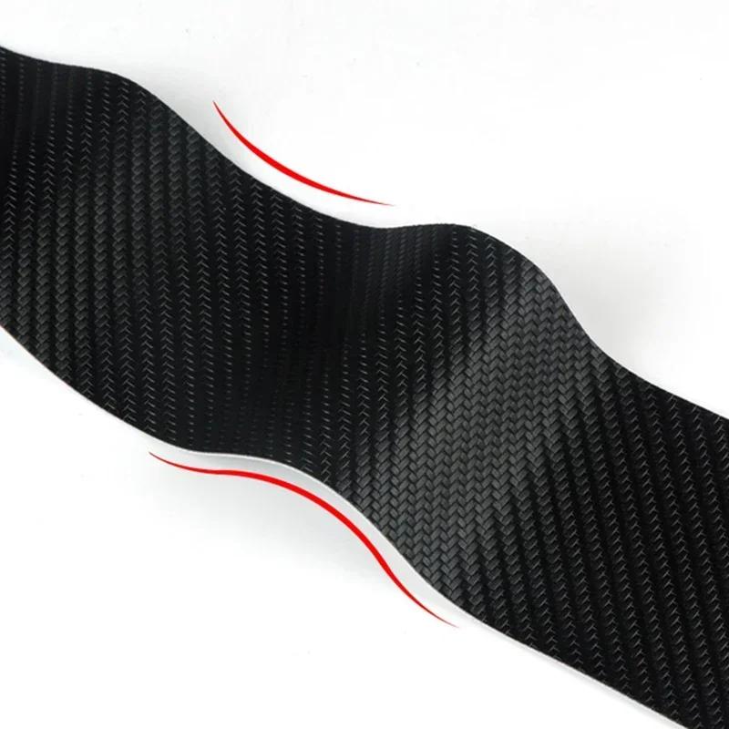 Black Carbon Fibre Texture Car Trunk Door Threshold Tape Stickers Pedal Anti Scratches Decoration Auto Accessories