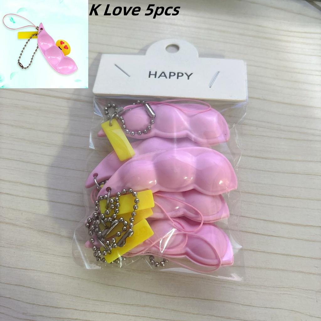 Fidgetleksaker Edamame Squishy Nyckelring Stresslindring Klämbönor Bönor Söt Vuxenleksak Avstressningspaket
