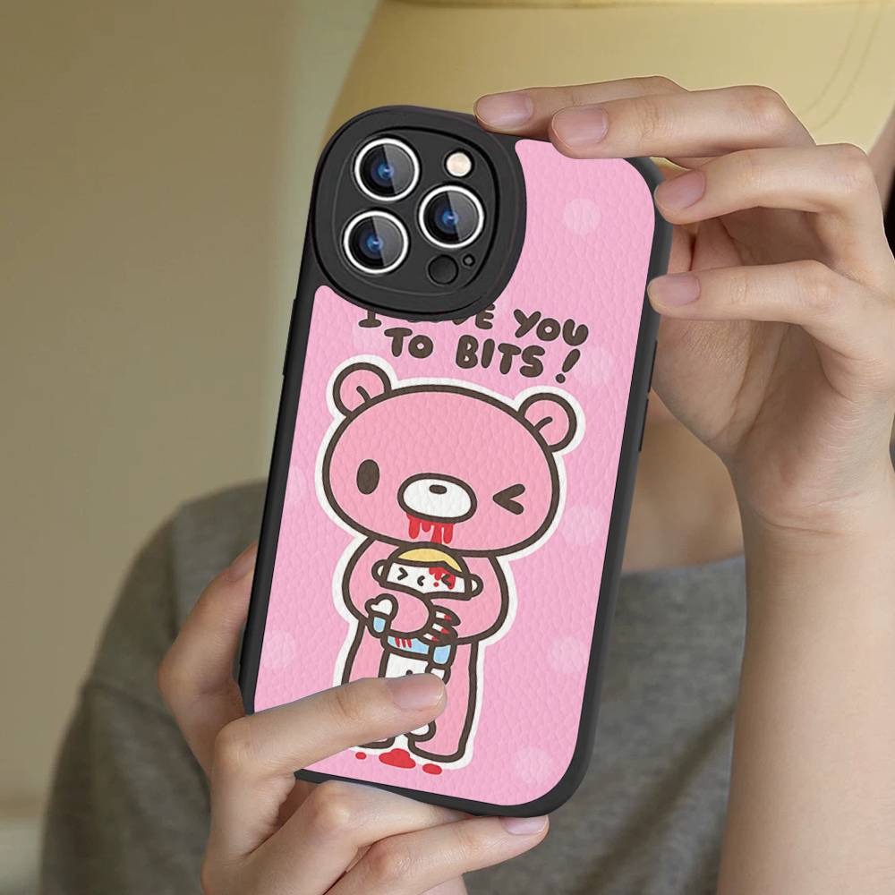 Cute G-Gloomy B-Bear Phone Case For IPhone 16 15 14 13 12 11 Pro Max Plus Leather Soft Cover