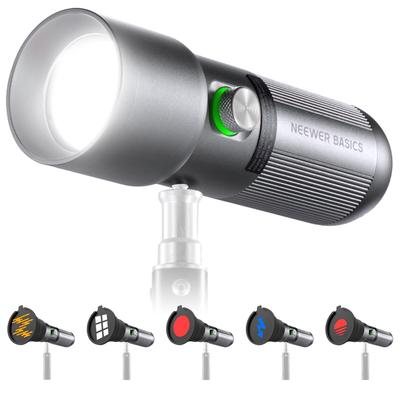 NEEWER BASICS RGB Fotoleuchte, Videoleuchte, Blitzlicht, 4 Farben, 20 Gobo-Filter, 7500mAh Wiederaufladbare Taschenlampe, 10W LED-Scheinwerfer, Com