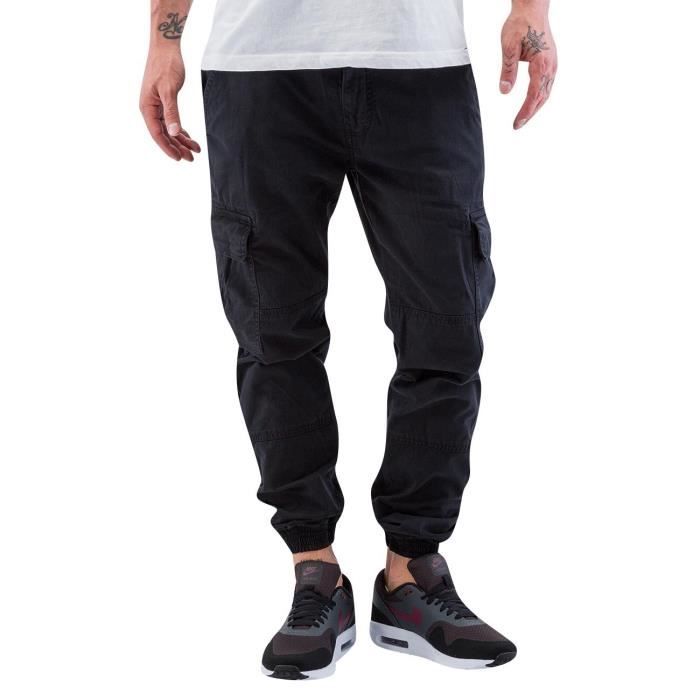 Pantalons Cargo - Urban Classics - Washed Cargo Twill Jogging - 98% Coton - Pour Homme - Couleur Noir