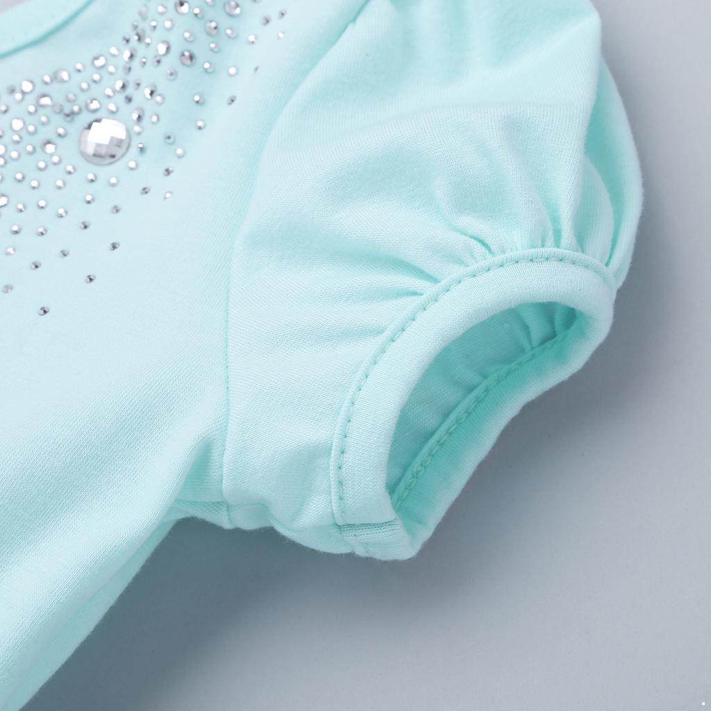 Kids Girls Dance Short Sleeves Ballet Mesh Tutu Dress Child Dancewear Costumes