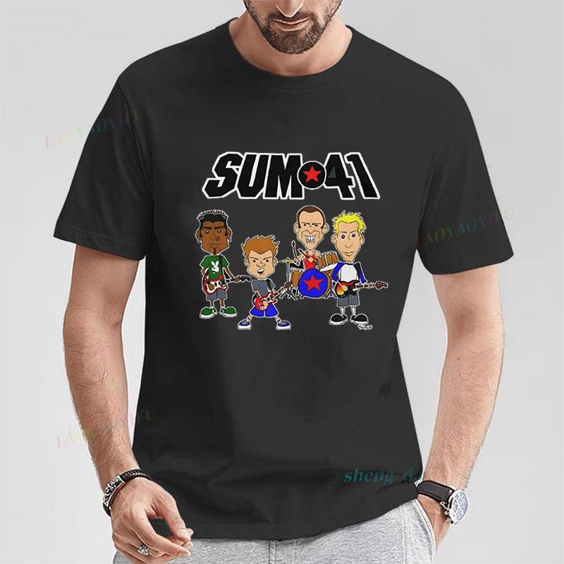 Rock Band Playera Sum 41  Unisexs T Shirts SUM41 Popular Punk Graphic Short Sleeve O Neck TShirt Casual Loose Clothes