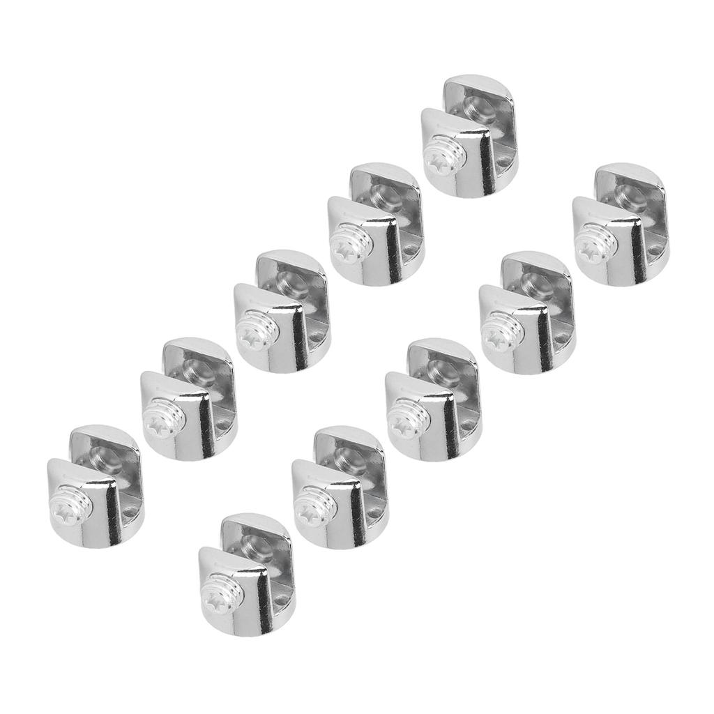 10pcs Glass Plate Fixing Clamp Zinc Alloy Board Fixing Clip for 6‑8mm Glass Wooden Boards