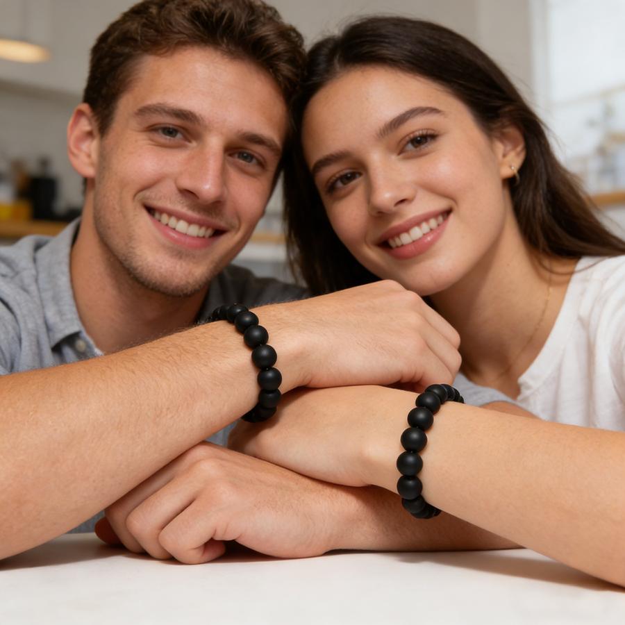 

Minimalist Elegance 2Pcs Couple Bracelet Handmade Obsidian Malachite Tiger Eyes Paired Beaded Braslet Valentine Day Accessories