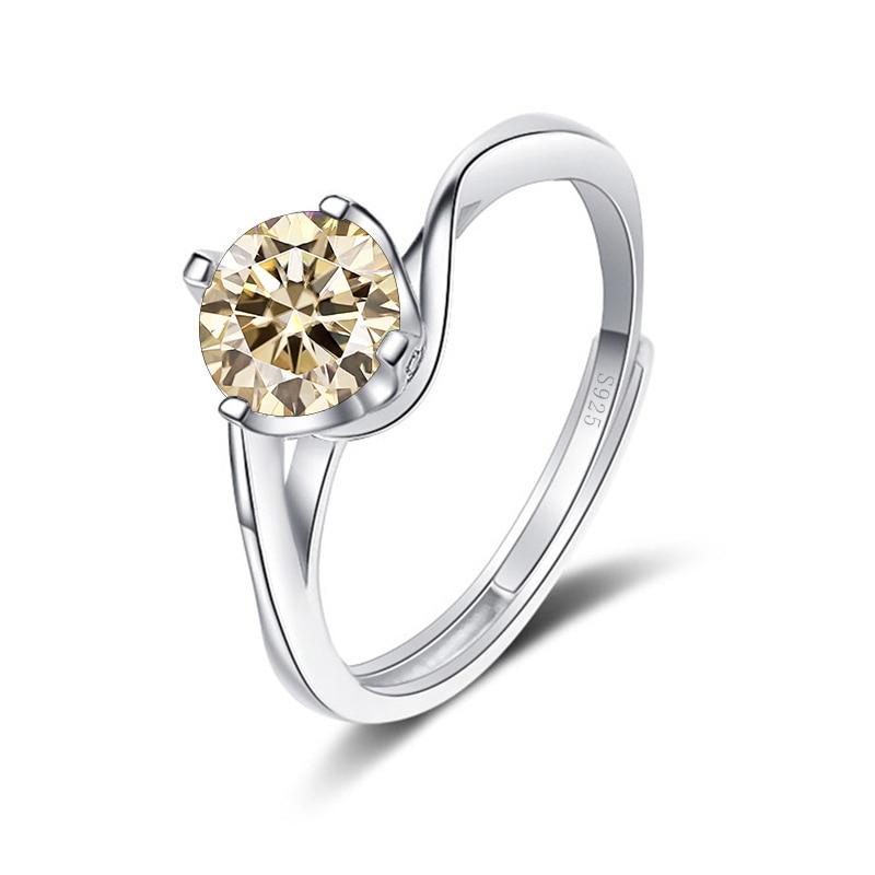 Bague Ringen 1ct VVS Moissanite Jewelry Snubní prsten 925 Sterling Silver pokovený bílým zlatem Čtyři otevřené prsteny Twist Design s drápy