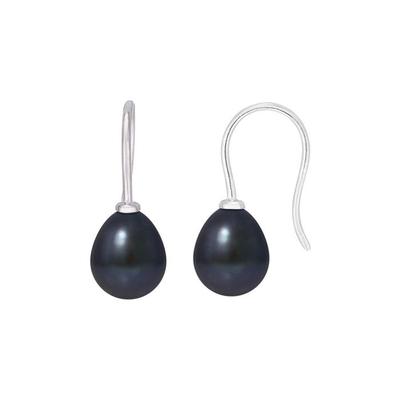 Earrings - Pearls & Colors - Genuine Black Cultured Pearls - 7-8 Mm - 925 Sterling Silver - Woman