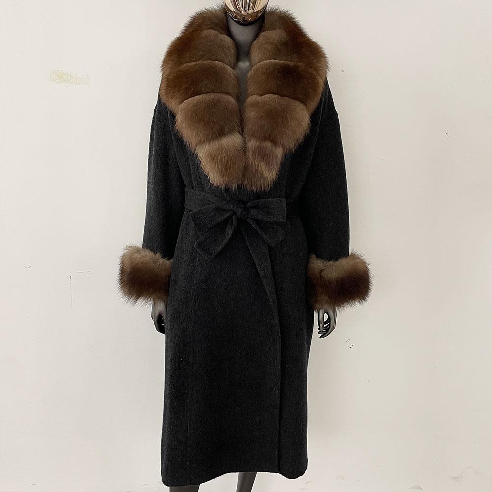 OFTBUY Wool Coat Women 2024 Autumn Winter Real Fox Fur Jacket Female Long Warm Natural Fox Fur Collar Fur Cuffs Coat Woolen Coat