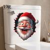 Durable Festive Home Accessories Funny Santa Toilet Sticker, Christmas Lid Decal, Self-Adhesive, 3D Merry Decor Hole Waterproof PVC Wall Sticker