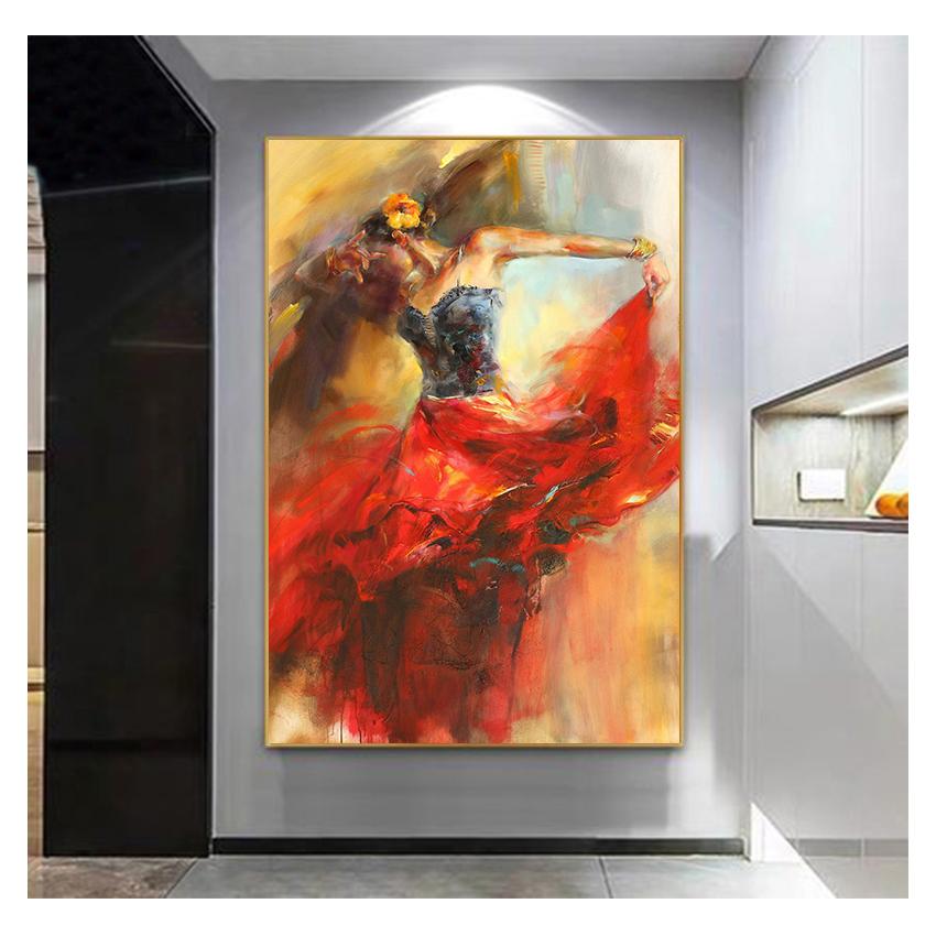 Oil Painting On Canvas Scandinavian Posters and Prints Wall Art Picture for Living Room Cuadros Abstract  Dancing Ballerina Girl