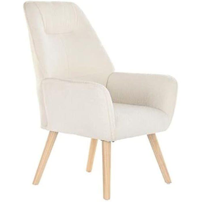 Fauteuil - DKD HOME DECOR - Crème - Bois Et Polyester - 1 Place - Style Contemporain