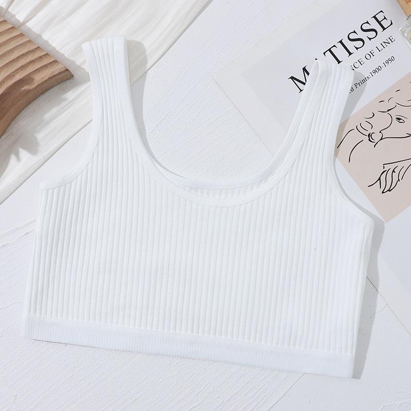 

Подростковый хлопковый бралетт-топ без рукавов однотонного цвета - Тренировочный бюстгальтер для периода полового созревания S (suggested 40-60 jin)