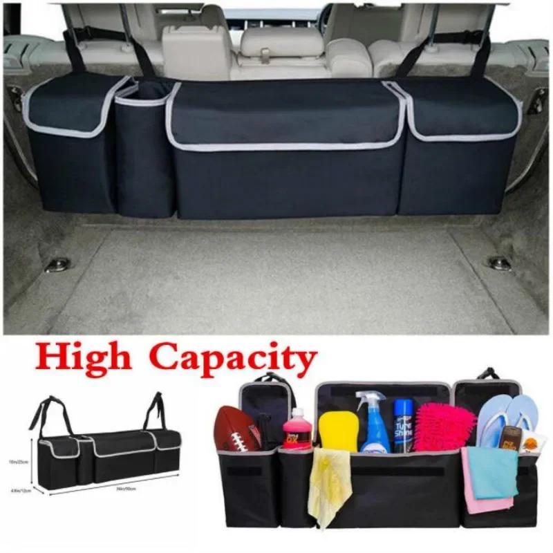 Car Trunk Organizer for SUV Backseat Hanging Organizer for SUV Truck MPV Upgrade Back Seat Storage Bags with 4 Pockets 39*14inch