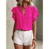 Summer New European And American V-neck Flying Sleeve Shirt Slim Fit And Slimming Chiffon Top