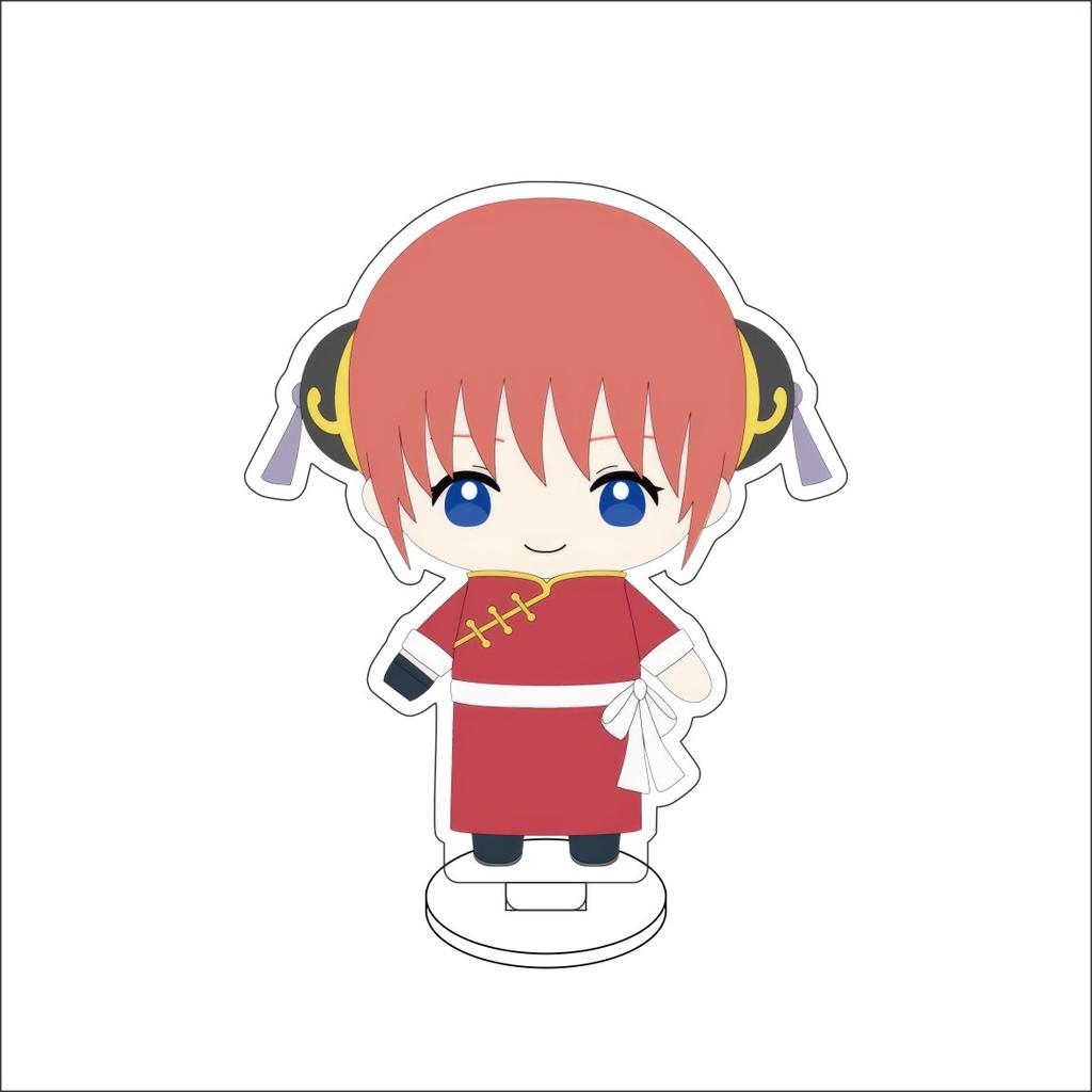 10CM Anime GINTAMA Figure Stand Model Sakata Gintoki/Shimura Shinpachi/Kagura/Sadaharu Cute Desk Decor Standing Sign Gifts