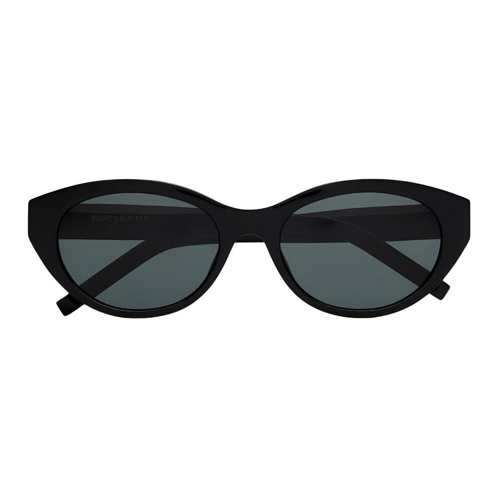 Saint Laurent Logo Decorated Oval Sunglasses Women Sunglasses Black 822276-Y9956-1000