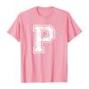 Varsity A To Z Alphabet Letter Initial Uppercase Distressed Font Sports Team Tee